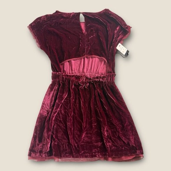 Aritzia Y2K Burgundy‎ Velvet Velour Whimsigoth Dark Romantic Mini Dress Med - Picture 3 of 8